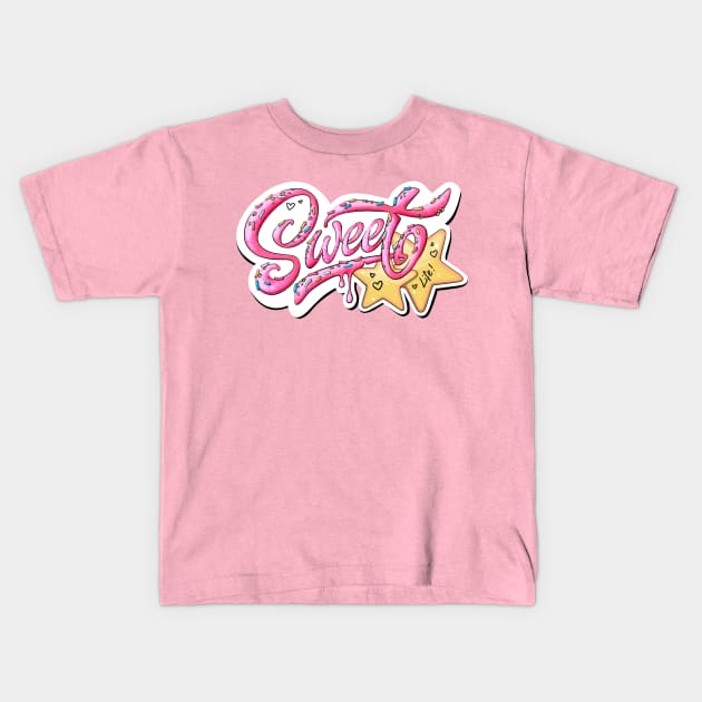 sweet life (pink text) Kids T-Shirt by Mei.illustration